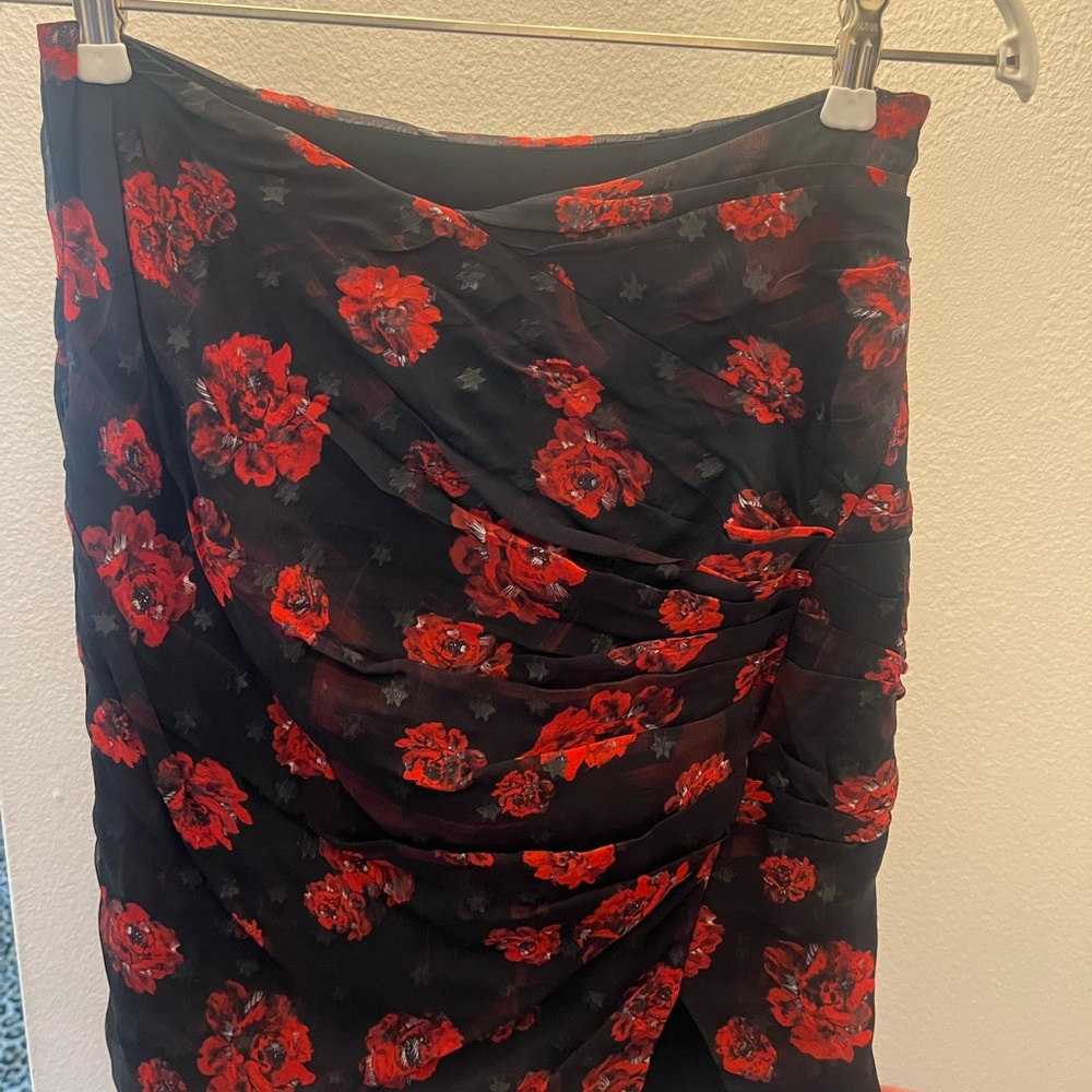 IRO Floral Black and Red Skirt